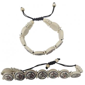 BR-21A Yak Bone Om carved Bracelets
