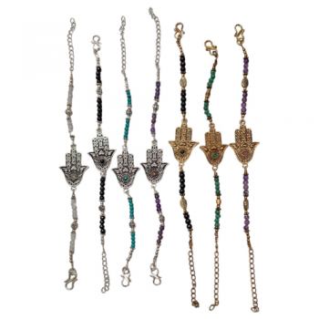 KIJB-100 Brass Hamsa Beaded Bracelets