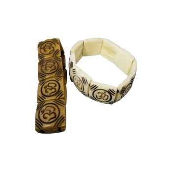 Mala-25 Bone Carved Om Bracelets