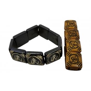 Mala-25-B Bone Carved Tibetan Om Bracelets