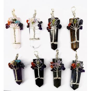 7CTP stone chakra wire wrapped pendent