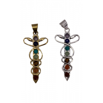 KIJP-120 Brass 7 Chakra Healing Pendent