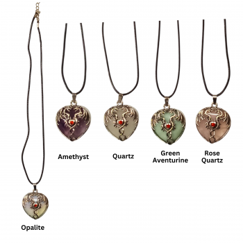 SOLP-16 Gemstone DD Heart Necklaces Pack of 5