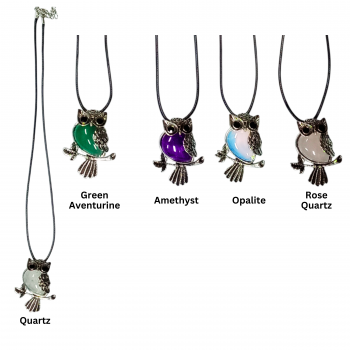 SOLP-18 Gemstone Owl Necklaces Pack of 5