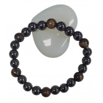 BB8-21 Tiger-Eye Hematite and black obsidian Bracelets 8mm