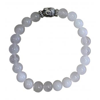BB8-43A Milky Quartz Bracelets with Buddha 8mm