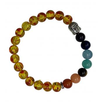 BB8-47 Flower Amber Chakra Bracelets 8mm