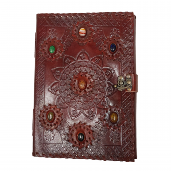 Journal-2 Crafted Leather Journals with Gemstones 6x8"