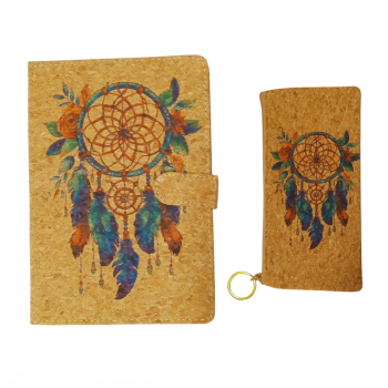 BJB-001 Dreamcatcher printed Cork material cover Journal with Pencil Bag 