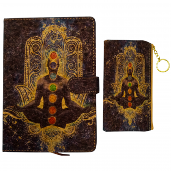 BJB-001 Hamsa Chakra printed Cork Material Cover Journal with Pencil Bag
