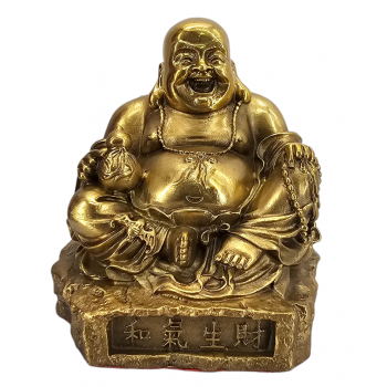 Kstatue-6 Brass 6" x 6" Happy Feng Shui Budai