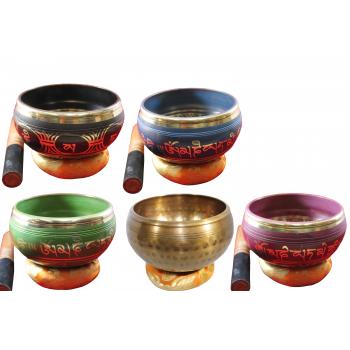 ASB-22 Brass 3 inch assorted color set of 5  Singing Bowls