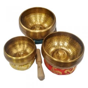 HBLSET Hand Beaten Lingam Singing Bowls 4-6 inch set of 3