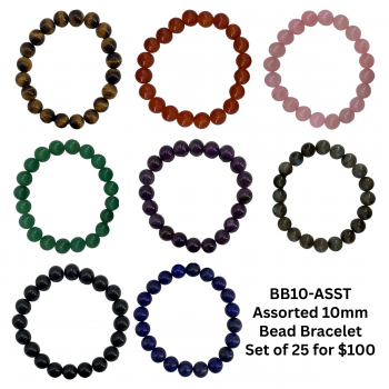 BB10-ASST Assorted 10mm Bead Bracelet Set of 25