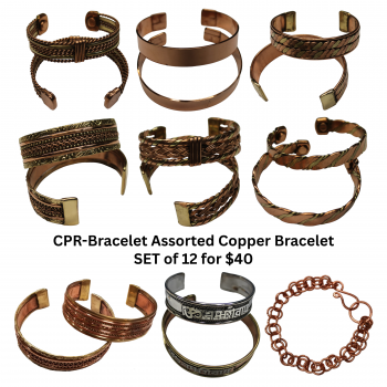 CPR-Bracelet Assorted Copper Bracelet SET of 12