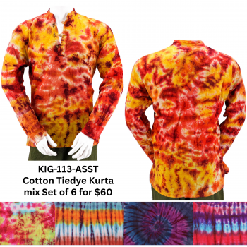 KIG-113-ASST Cotton Tiedye Kurta mix Set of 6