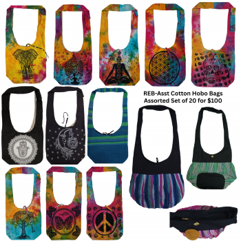 REB-ASST Cotton Hobo Bags Assorted Set of 20
