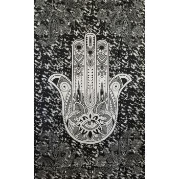 KTQ-35 Queensize Tapestries with Black and white Hamsa