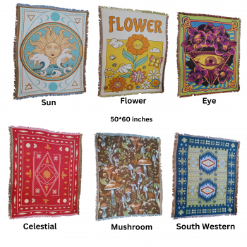 KTQ-CPB Cotton Jacquard Picnic or Outdoor or Sofa Blankets