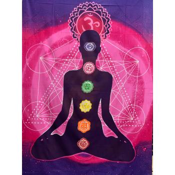 KTP-32-A Twinsize Tapestry with 7 Chakra Pink