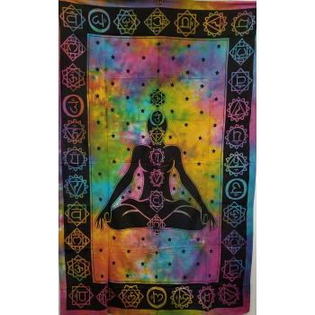KTP-34 Twinsize Tapestry with 7 Chakra Tie Dyed