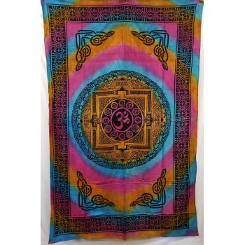 KTP-37 Twinsize Tapestry with Tie Dyed Om Mandala