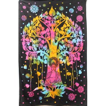 KTP-38-A Twinsize Tapestry with Tree Buddha Multi