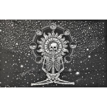 KTP-50 Twinsize Tapestry with BW Meditative Skull