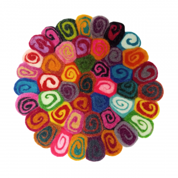 Trivet-06 Wool Felted Multi Swirl Trivet Round  8 inches (ea price)