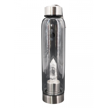 917 Glass Water Bottle with Clear Quartz  Obelisk
