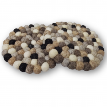 Trivet-03 Wool Felted Grey Tone  Ball Trivet Round 8 inches (ea price)