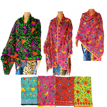 KIS-02-F Hand  Embroidery Chunary Scarves