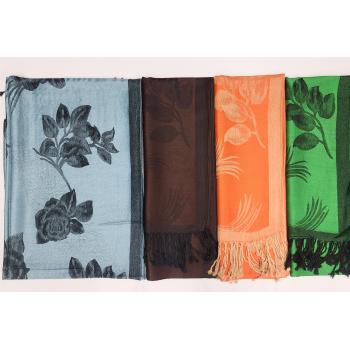 KIS-27F Pashmina Rose n Leaf Scarves