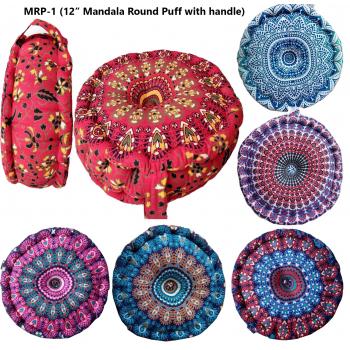 MRP-01 Mandala Round Puff with handle 12 inch