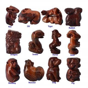 Zodiac Wood Zodiac Figurines set