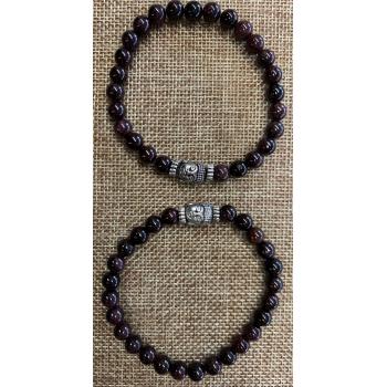 BB8-29A Red Garnet Bracelets With Buddha 8mm