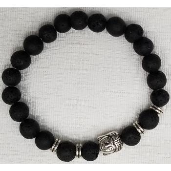 BB8 -3A Lava Beads Bracelets with Buddha  8 MM 