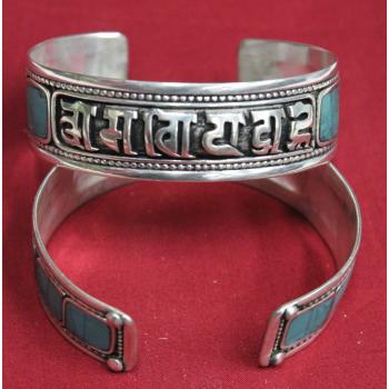 CB-04 White Metal Om Mani Bracelets