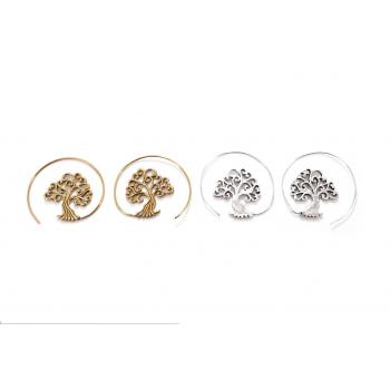 E-124 Brass Tree Of Life Ear Rings