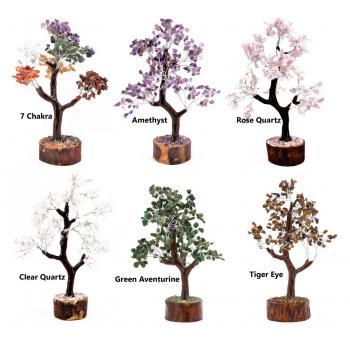GST-9 Wood Base Gem Stone Trees 8 9 Inches