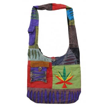 KIB-1760 Cotton Embroidery Leaf Hobo Bag