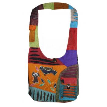 KIB-1779 Cotton Hobo Bag with Owl & Bird