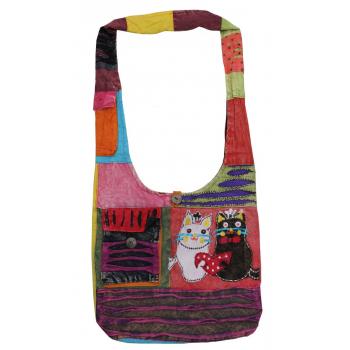 KIB-1788 Cotton Hobo Bag with Cat
