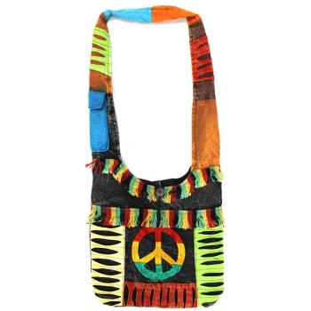 KIB-1804 Cotton Rasta Peace Hobo Bag