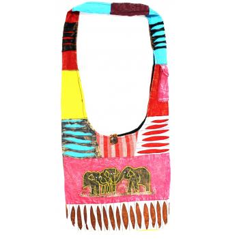 KIB-1805 Cotton Hobo Bag with 3 Elephant