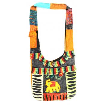 KIB-1806 Cotton Hobo Bag with Rasta Elephant