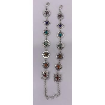 KIJ-105 Brass Silver Plated 7 Chakra Symbols Bracelets