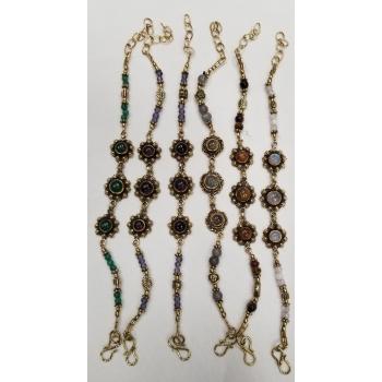 KIJB-101 Brass 3 Stones Beaded Bracelets