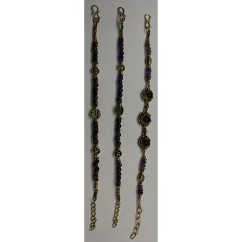KIJB-101A Brass 3 Stones Beaded Bracelets