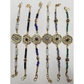 KIJB-102 Brass Flower Of Life Beaded Bracelets